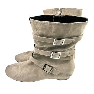 Aerosoles‎ Sot N Pepper Women's Taupe Buckle Boots Fairycore Boho Wedge 9.5